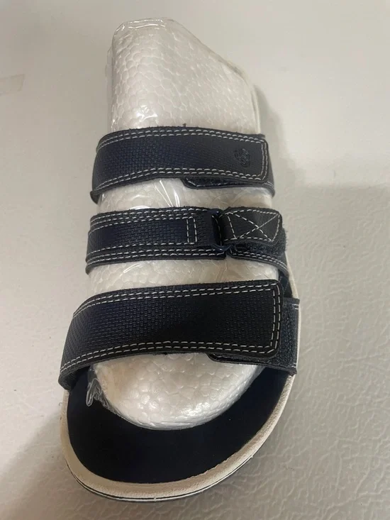 Clarks Cloudsteppers Cushion Soft Navy Slide In Sandals. Good Condition. Size 6M - Picture 11 of 14